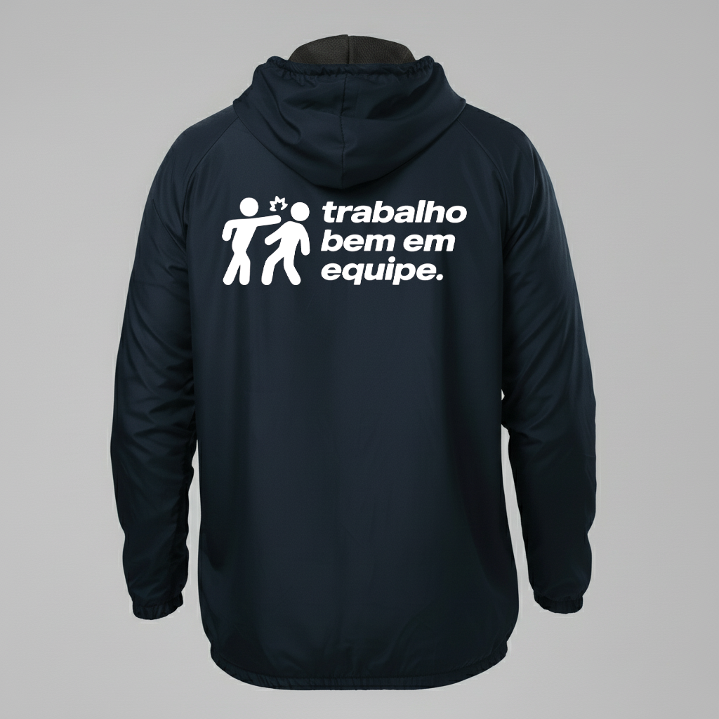Jaqueta Corta vento, trabalho bem em equipe