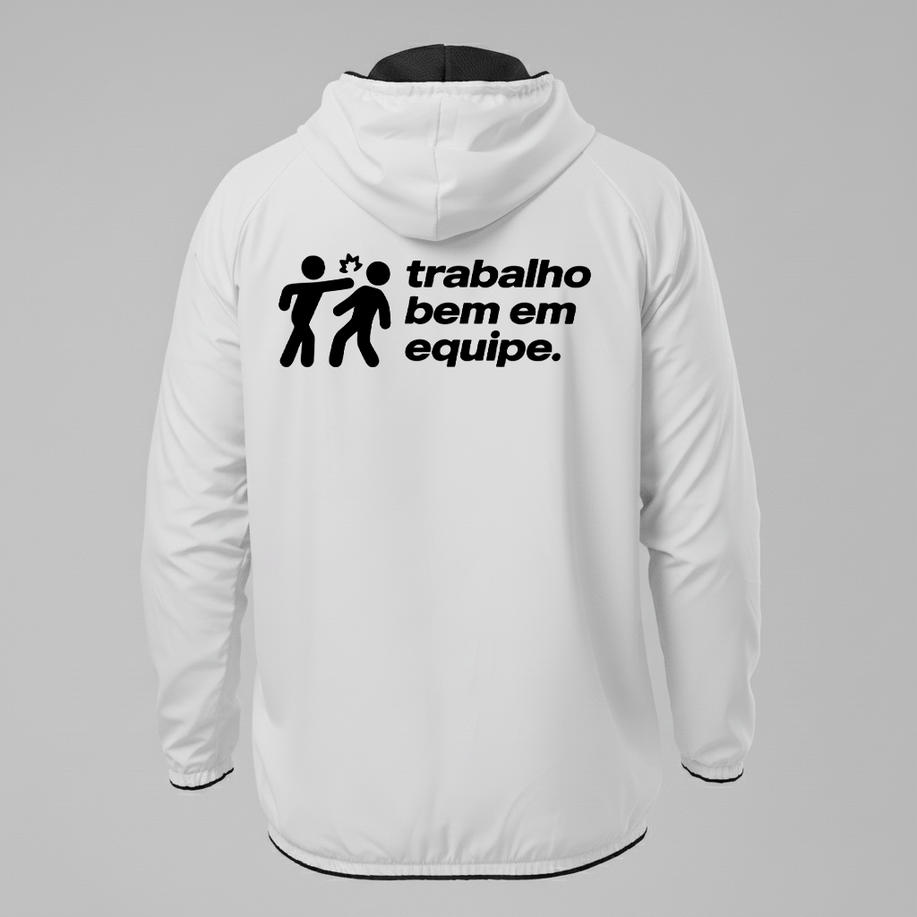Jaqueta Corta vento, trabalho bem em equipe