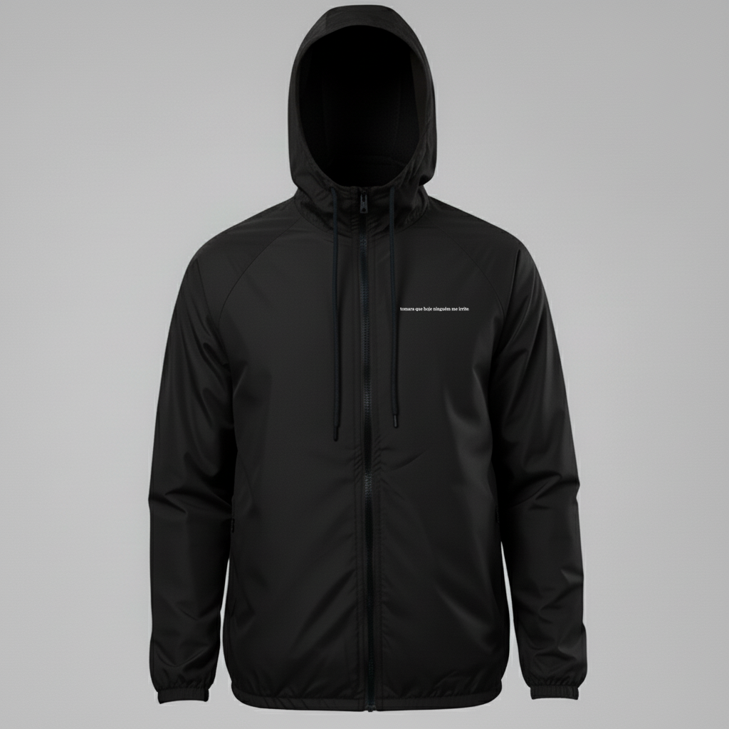 Jaqueta Corta vento, tomara que hoje ninguém me irrite