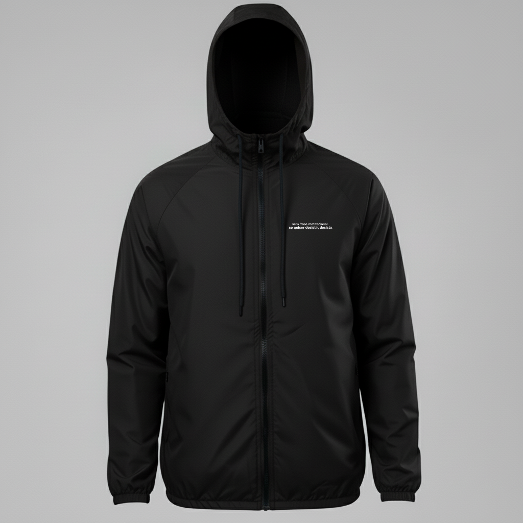 Jaqueta Corta vento Sem frase motivacional, se quiser desistir desista